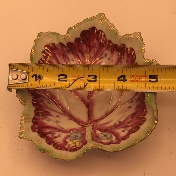 VTG Andrea by Sadek Handpainted Leaf Trinket Dish/Bowl - Picture 9 of 10